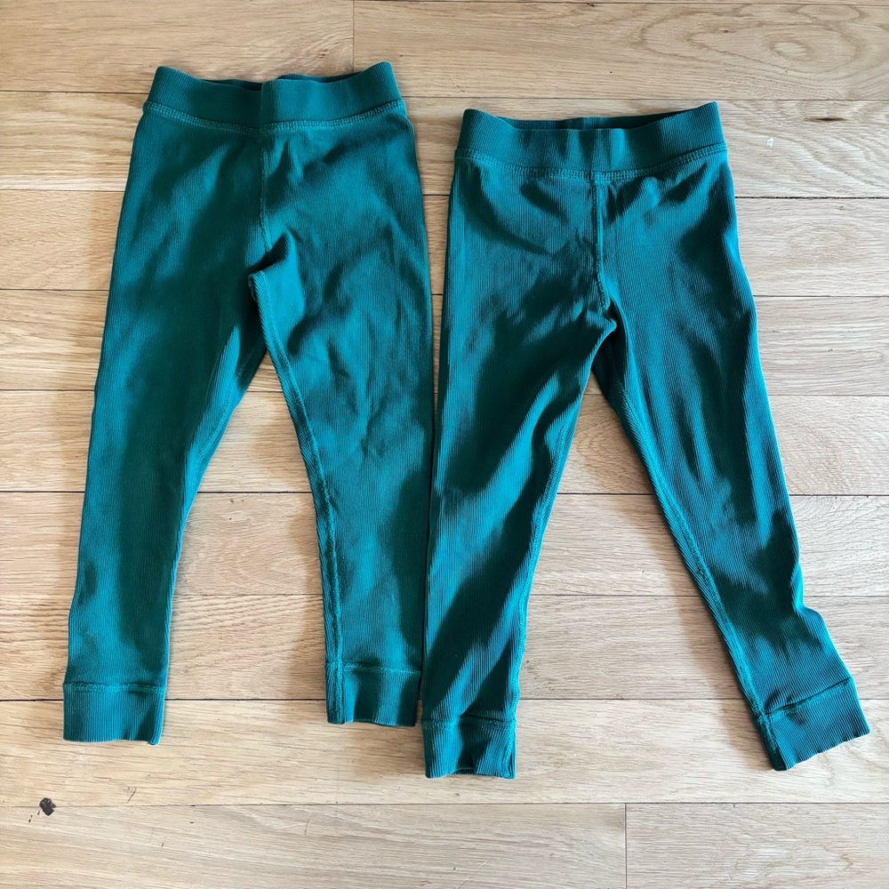 Bundle of two Hanna Andersson ribbed leggings size 4Y 100cm forest green